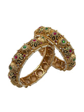 Poorva Gold Plated Multi Color Gokhru Kada Bangles Set With Meenakari